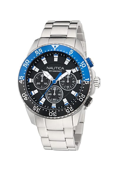 Nautica Nautica One Quartz Analoog Horloge Zilverkleurig En Zwart Material 100% Roestvrij Staal & 100% Acero Inoxidablearmband 45 mm NAPNOF503, NAPNOF504