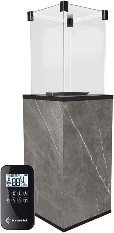 Gaskachel Buiten – Bellavero Andora Flame Terrasverwarmer 3,4 kW – 360° Vlamdesign – Gas Heater met Wielen & Elektrische Ontsteking – Geschikt tot 68 m² – Incl. Drukregelaar & Slang – Zwart – Afmet...