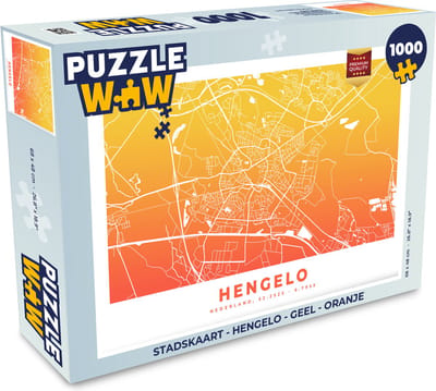 Puzzel Stadskaart - Hengelo - Geel - Oranje - Legpuzzel - Puzzel 1000 stukjes volwassenen - Plattegrond
