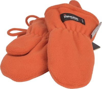 P&T Wanten Kinderen met Touwtje - Fleece - Thinsulate Voering - Donker Oranje - 3j