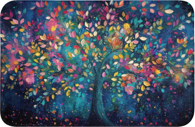 Badmat 60x40 cm - Antislip - Kleurrijk - Boom - Magisch - Abstract - Badmatten voor badkamer - Badkamermat - Douchemat - Badkamer mat