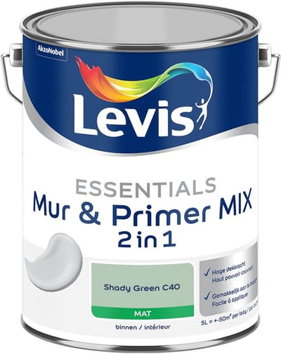 Levis - Essentials Mur & Primer Mix - Shady Green C40 - Mengverf - 5 L
