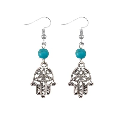 Zilver Fatima oorbellen -turquoise -zilverkleur - Charme Bijoux