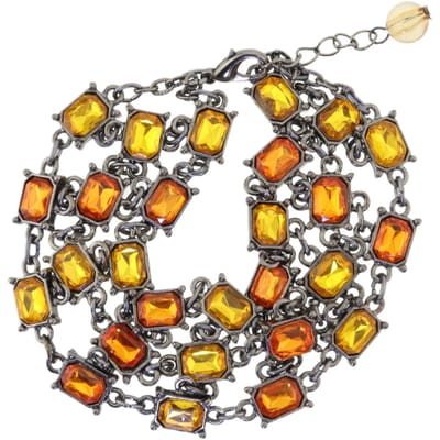 Behave – Armband – Topazbruin & Vintage Roestoranje – Brede Schakel – Donker Zilverkleurig
