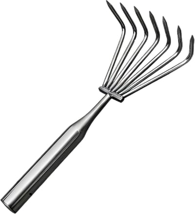 Handhark Roestvrijstaal - Tuingereedschap Bodem - Bodem Losmaken - Verdikte 7 Tanden - 27 cm Lengte - Zilver
