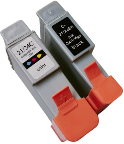 KATRIZ® Inkt BCI-21/BCI-24 Zwart & Kleur – Huismerk – Set van 2 Cartridges|Geschikt voor Canon Color Stylewriter 2400 / 2500 /Canon BJ S 100 / 1500/ 2000/ 2100/ 2115/ 2120/ 400/ 4000/ 410/ 4100/ 4200/ 4300/ 4400/ 4400 Photo/4500/ 455/ 4550/ 4650/ 50
