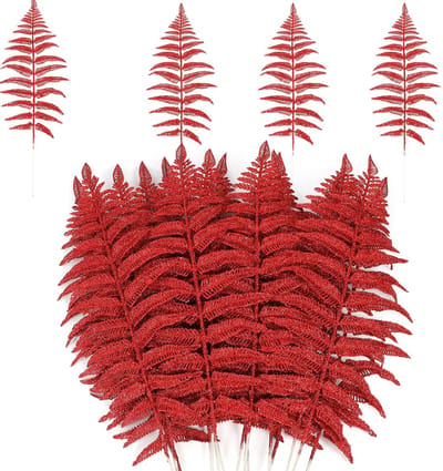 Inovra- Kunstkerstbladeren 16 stuks - Kunstmatige Tropische Bladeren - Knutselmateriaal - Decoratie - Bruiloft/Feest - Hoogwaardige Kunststof 13 x 42 cm - Decoratiebladeren