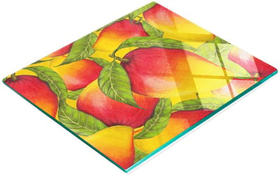 Glazen decoratieve plank met afbeeldingen voor het serveren van mangosnacks 60x52 cm