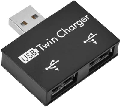 Store_8 - USB hub connector - USB splitter - dubbele USB-lader - zwart - USB 2.0 adapter - ideaal voor mobiel gebruik - compact formaat
