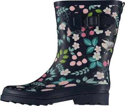 XQ Footwear - Regenlaarzen - Rubber laarzen - Dames - Festival - Bloemenprint - Rubber - donkerblauw - Maat 37