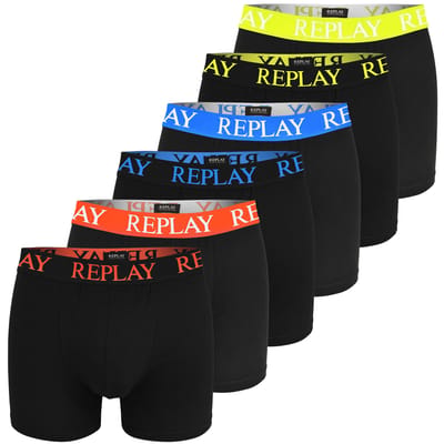 Replay Boxershorts Heren Set van 6 Stuks Katoen Zwart Kleur Logo Maat XL blue
