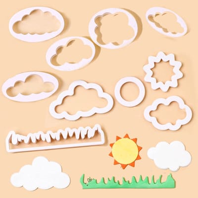 JHUBERS- Koekjes Snijder 10-delig - 3D Cloud Siliconen - Fondant Decoratie - Bakbenodigdheden - Cadeau voor Feesten - Voedselveilig Materiaal - Koekjesvormpjes