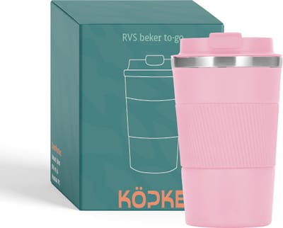 Köpke RVS koffiebeker to go - 38cl - Lichtroze - Thermosbeker - Travel Mug