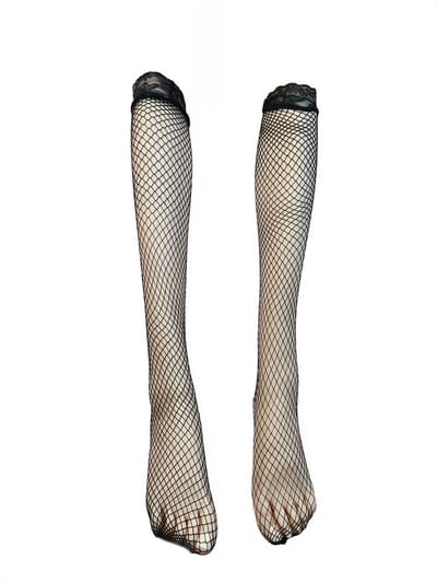 BamBella® Knie kouses net gaas stof Dames - Onesize - Zwart - hoge sokken Kniekousen -