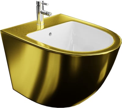 LAVITA SOFI SLIM - Wandbidet hangend - 365x490x325mm - Goud/Wit Hoogglans coating - Keramiek - Kraangat Overloop