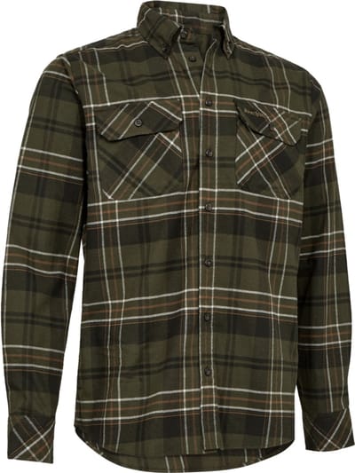 Deerhunter Caleb Overhemd Outdoor Overhemd Scandinavisch Overhemd Jacht Overhemd Lange Mouwen Overhemd Green Check Maat -43/44
