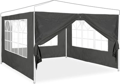 Zijwand set voor partytent 2x3m - Waterdicht, met raampjes en rits