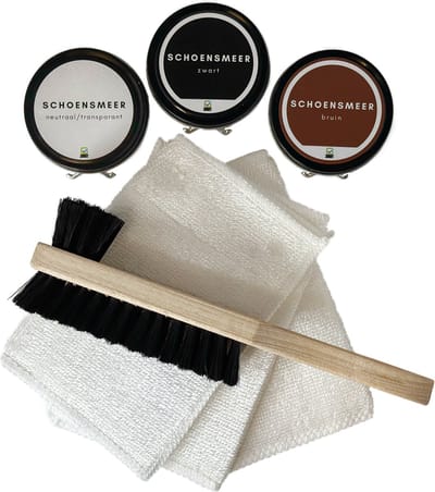 3BMT® Complete Schoenpoets set - Schoensmeer Zwart, Bruin en Neutraal met Schoenborstel en Schoenpoetsdoeken - Schoenen Schoonmaak