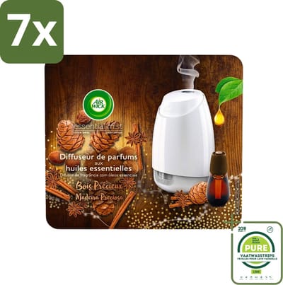 7 x Air Wick Essential Mist - Starterkit - Edelhout - 20ml - Grootverpakking - Geurverspreider - Essentiële Oliën - Kostbaar Hout - Geurdiffuser - Luchtverfrisser