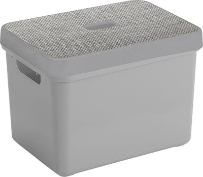 Sunware Opbergbox - lichtgrijs - 18 Liter - kunststof - met deksel - 35 x 25 x 24 cm - mand - kist