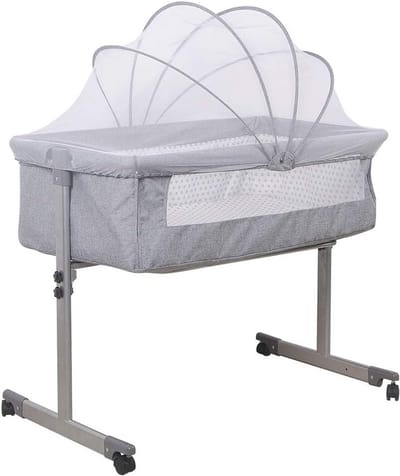 Reiswieg met Muggennet en Wieltjes voor Baby | Draagbaar Babybed met Comfortabel Matras