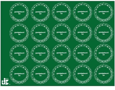 Goedgekeurd tot keuringsstickers - jaartallen 26-31 - op vel | 2 cm - 20 stickers per vel