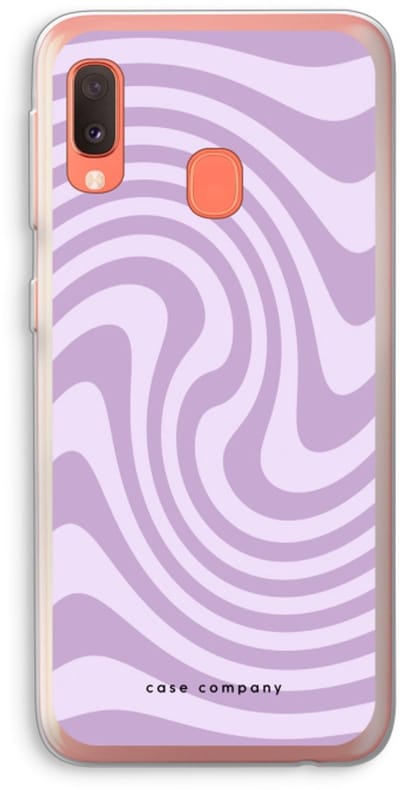 Case Company® - Hoesje geschikt voor Samsung Galaxy A20e hoesje - Swirl Paars - Soft Cover Telefoonhoesje - Bescherming aan alle Kanten en Schermrand