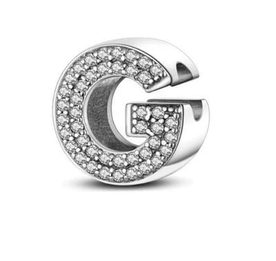RomyStones – Letter Bedel G – 925 Sterling Zilver – Zirkonia – Voor je Bedelarmband