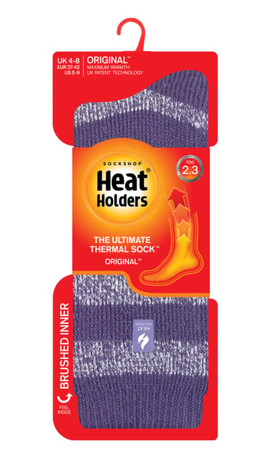 Heat Holders Dames Dikke Warme Thermische Sokken - Mulberry Purple / Wit (Tuscuny)