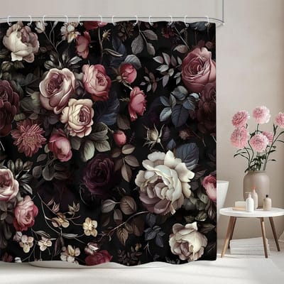 Vintage Bloemen Douchegordijn Kleurrijk Bloemen Waterverf Bloemen Kunstenaar Huis Polyester Stof Douchegordijnen Badkamer Decoratie W60H190(CM)-1 Pcs