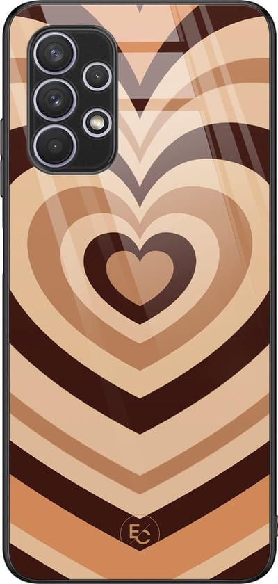 Hoesje geschikt voor Samsung Galaxy A32 5G - Hart bruin - Hard Case Zwart Back Cover - Print - Bruin - ELLECHIQ