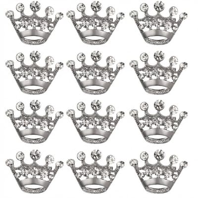 12 stuks Eenvoudige Kroon Broche Spelden met Strass – Zilverkleurig & Elegant | Broches & Spelden