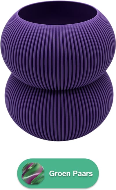 Elaro moderne vaas – Decoratieve vaas - Groen / Paars - 3d geprinte vaas – geschikt voor droogbloemen - 20CM