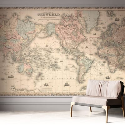 Coloray Zelfklevend Behang - Historische kaart Stickerbehang op rol - 312x250 cm - Beige Zelfklevend Behang - Voor op kantoor, voor de hal, voor de woonkamer - Herpositioneerbaar - Zelfklevend fotobehang
