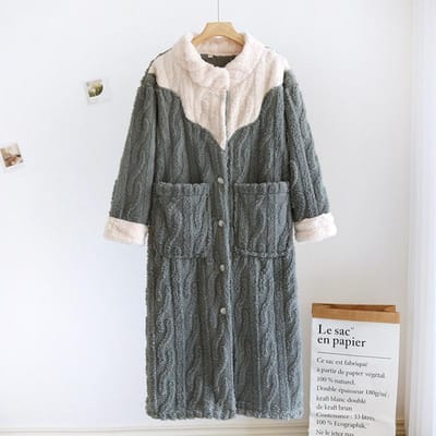 Herfst/Winter Nieuw Koraal Fleece Nachthemd Dames Pluche Verdikt Nachthemd Badjas Lang Flanel Huisjas Dames Nachthemd M