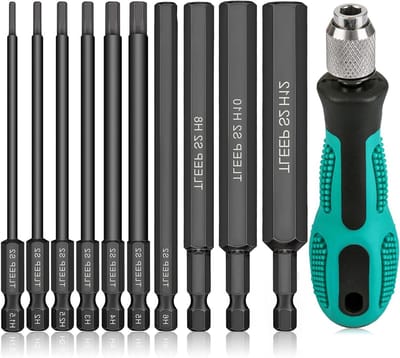 Inbussleutel boorset - Metrische hex bits - Meubels monteren - Magnetische tips - 1.5mm tot 12mm - Zwart