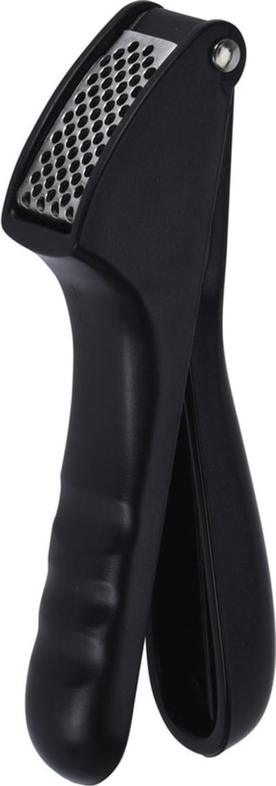 Excellent Houseware Knoflookpers - zwart - RVS - kunststof - 17 cm