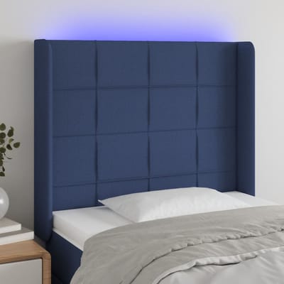 vidaXL - Hoofdbord - LED - 93x16x118/128 - cm - stof - blauw