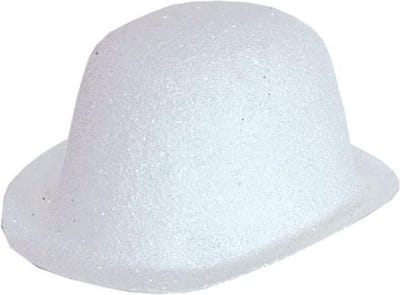 Witte Glitter Bolhoed - Plastic