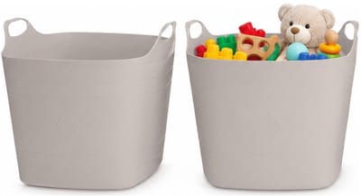 Excellent Houseware Flexibele emmer - 2x - beige - 15 liter - kunststof - vierkant - 37 x 30 cm