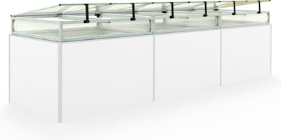 Moestuinbak opzetstuk van aluminium en polycarbonaat Tuinkas plantenbak voor tuin, balkon, met dakvenster kleppen, UV en weerbestendig, 77 x 351 cm