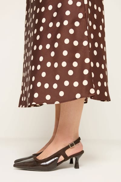 Yours Chocoladebruine Slingbackhakken Met Krokodillenprint In Brede Epasvormsize 37EEE