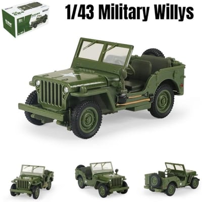 1/43 Jeep Willys Militair Legervoertuig Minatuur Model Zinklegering Speelgoedauto Vrije Wielen Die-cast Metaal Verzameling Cadeau Voor Kinderen gray