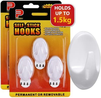 Dailygoods- Zelfklevende Haak 2-Pack - Middelgrote Haken - Multifunctionele Wandhangers - Schadevrij Verwijderen - Hoogwaardig PVC - Geschikt voor Muren, Hout, Glas - Wandhaak