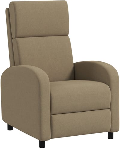 Relaxstoel, ligstoel, woonkamer, relaxstoel met rugleuning tot 160 graden handmatig verstelbaar, geïntegreerde voetensteun, voor woonkamer, slaapkamer, kantoor, thuisbioscoop,beige