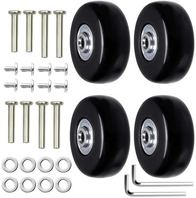Set van 4 Vervangwielen voor Koffers - Universele Rubber Wielen 45mm x 18mm voor Bagage en Reisaccessoires