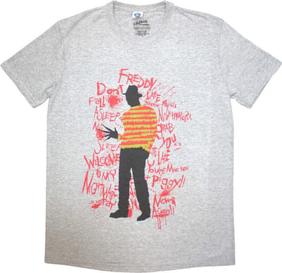 A Nightmare on Elm Street - Freddy Scribble Font Heren Tshirt - S - Grijs