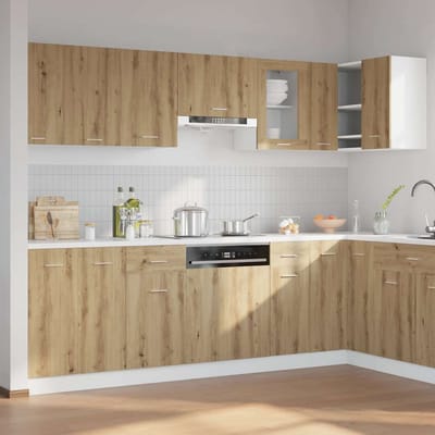 vidaXL - 11-delige - Keukenkastenset - Lyon - bewerkt - hout - artisanaal - eiken