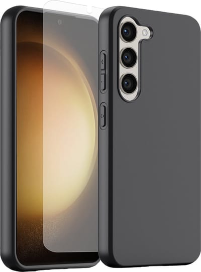 Podec Hoesje Geschikt voor Samsung Galaxy S23 Zwart Telefoonhoesje - Anti-Shock Case Cover met 1x Screenprotector