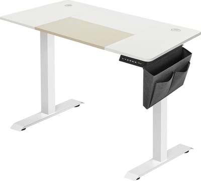 Elektrisch bureau, Zit Sta Bureau，Verstelbaar Bureau, traploos verstelbaar, geheugenfunctie met 4 hoogtes, aanrijbeveiliging,120 x 60 x (72-120) cm, wit,